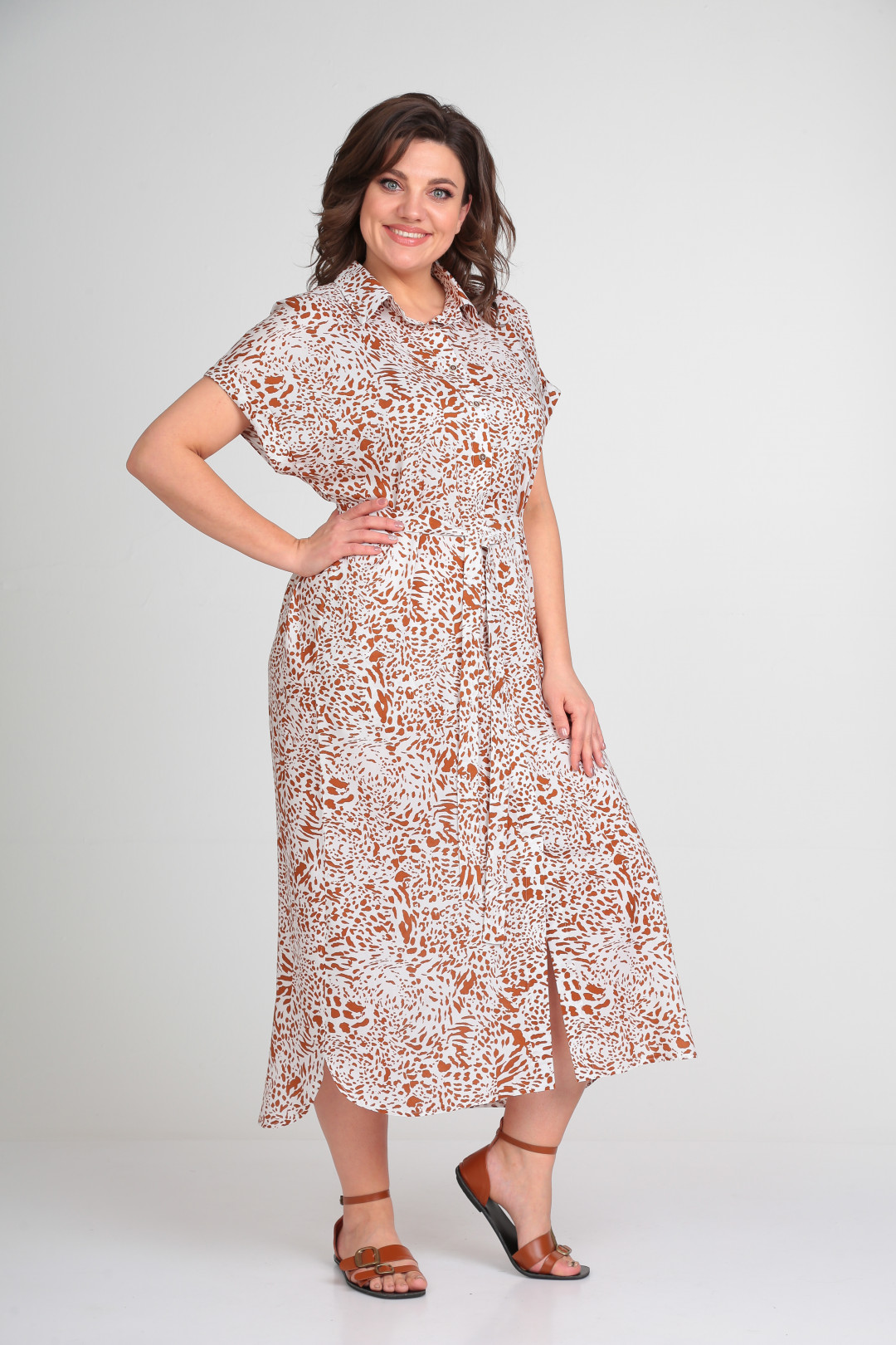 Платье Мишель Шик 993/1 белый, леопардовый принт - фото 1